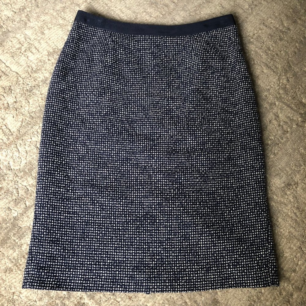 BODEN Women's Blue & White Tweed Pencil Skirt 6R